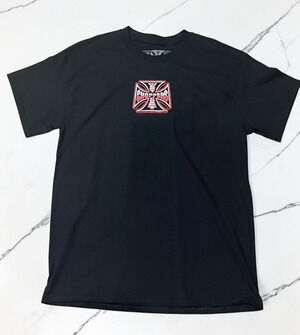 West Coast Choppers Men’s Medium Black Graphic T-Shirt Iron Cross Biker Y2K